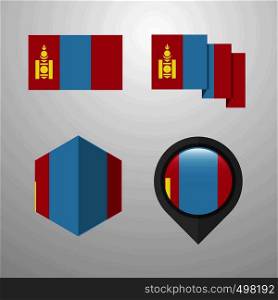 Mongolia flag design set vector