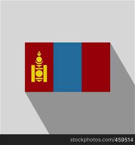 Mongolia flag Long Shadow design vector