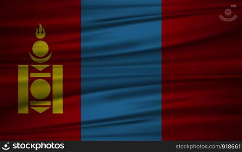 Mongolia flag vector. Vector flag of Mongolia blowig in the wind. EPS 10.