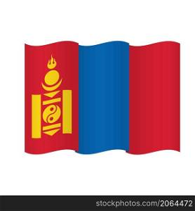 Mongolia Flag Waving Vector Illustration on White Background. Mongolia National Flag