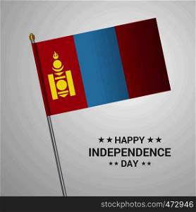 Mongolia Independence day typographic design with flag vector