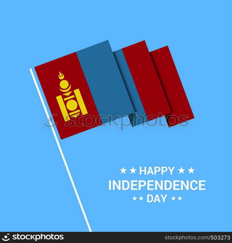 Mongolia Independence day typographic design with flag vector