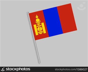 Mongolia National flag. original color and proportion. Simply vector illustration background, from all world countries flag set for design, education, icon, icon, isolated object and symbol for data visualisation