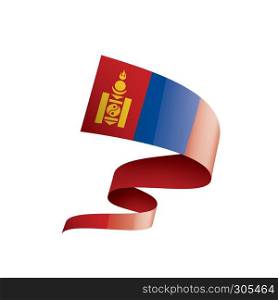 Mongolia national flag, vector illustration on a white background. Mongolia flag, vector illustration on a white background