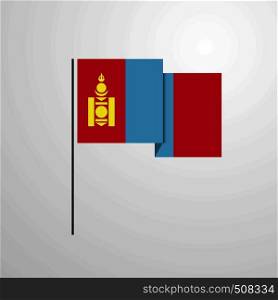 Mongolia waving Flag design vector