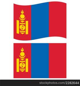 Mongolia waving flag on white background. Flag of Mongolia. flat style.