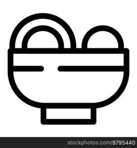 Mongolian meatball ramen outline vector icon