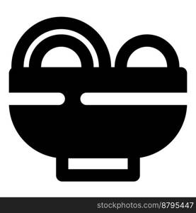 Mongolian meatball ramen outline vector icon