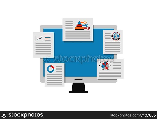 monitor analysis data, business concept, isolated on white background