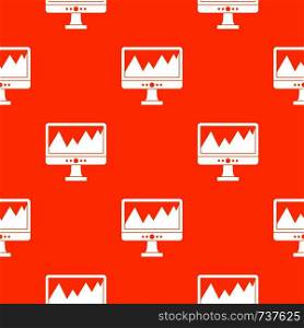 Monitor and a chart pattern repeat seamless in orange color for any design. Vector geometric illustration. Monitor and a chart pattern seamless