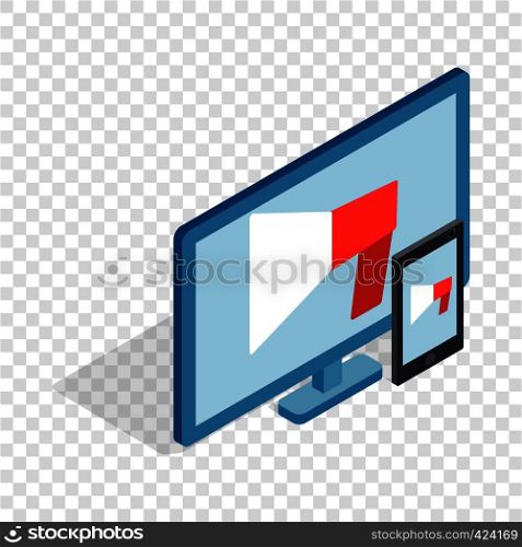 Monitor and tablet isometric icon 3d on a transparent background vector illustration. Monitor and tablet isometric icon