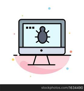 Monitor, Bug, Screen, Security Abstract Flat Color Icon Template