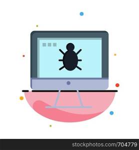 Monitor, Bug, Screen, Security Business Logo Template. Flat Color