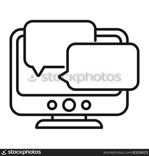 Monitor chat icon outline vector. Online forum. Website conference. Monitor chat icon outline vector. Online forum