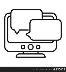 Monitor chat icon outline vector. Online forum. Website conference. Monitor chat icon outline vector. Online forum