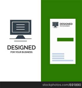 Monitor, Computer, Hardware Grey Logo Design and Business Card Template