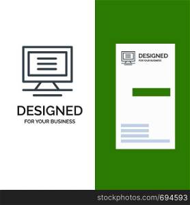 Monitor, Computer, Hardware Grey Logo Design and Business Card Template
