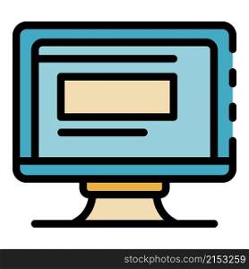 Monitor computer icon. Outline monitor computer vector icon color flat isolated. Monitor computer icon color outline vector