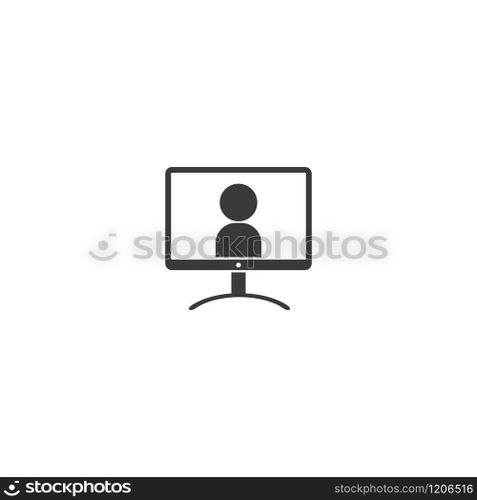 Monitor computer icon vector flat design
