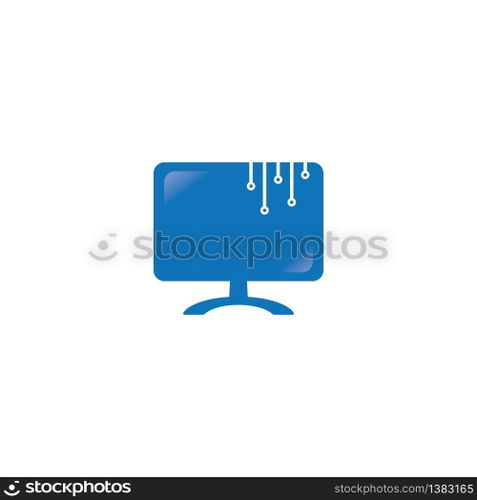 Monitor computer icon vector flat design