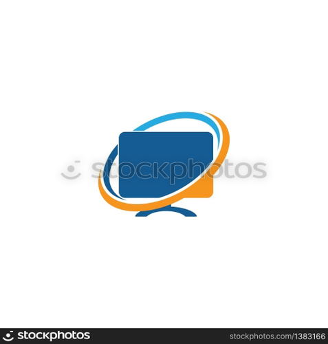 Monitor computer icon vector flat design