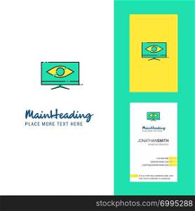 Monitor Creative Logo and business card. vertical Design Vector