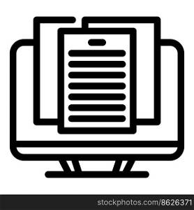 Monitor digital book icon outline vector. Online study. Mobile media. Monitor digital book icon outline vector. Online study