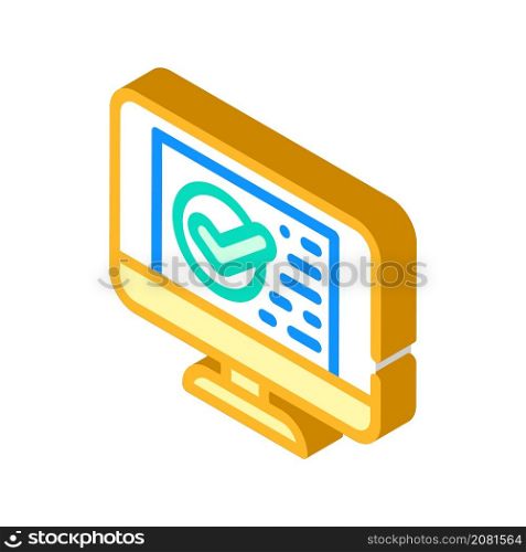 monitor digital compliance isometric icon vector. monitor digital compliance sign. isolated symbol illustration. monitor digital compliance isometric icon vector illustration