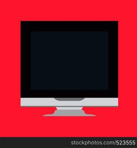 Monitor front view screen computer equipment vector icon. Electronic communication technology work office PC.