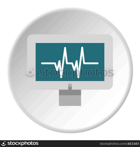 Monitor heartbeat icon in flat circle isolated vector illustration for web. Monitor heartbeat icon circle