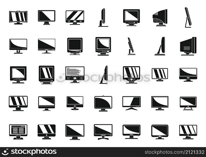 Monitor icons set simple vector. Computer screen. Data monitor. Monitor icons set simple vector. Computer screen