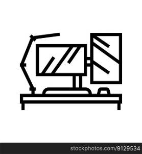 monitor l&home office line icon vector. monitor l&home office sign. isolated contour symbol black illustration. monitor l&home office line icon vector illustration