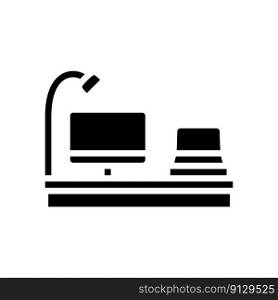 monitor laptop stand l&home office glyph icon vector. monitor laptop stand l&home office sign. isolated symbol illustration. monitor laptop stand l&home office glyph icon vector illustration