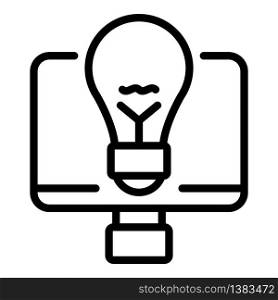 Monitor light bulb icon. Outline monitor light bulb vector icon for web design isolated on white background. Monitor light bulb icon, outline style