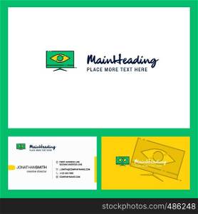 Monitor Logo design with Tagline & Front and Back Busienss Card Template. Vector Creative Design