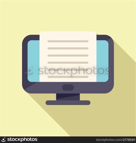 Monitor message icon flat vector. Note text. Article document. Monitor message icon flat vector. Note text