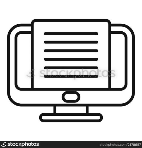 Monitor message icon outline vector. Note text. Article document. Monitor message icon outline vector. Note text