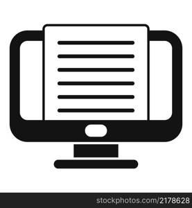 Monitor message icon simple vector. Note text. Article document. Monitor message icon simple vector. Note text