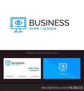 Monitor, Online, Privacy, Surveillance, Video, Watch Blue Business logo and Business Card Template. Front and Back Design