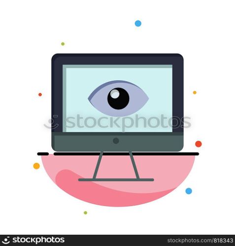 Monitor, Online, Privacy, Surveillance, Video, Watch Business Logo Template. Flat Color