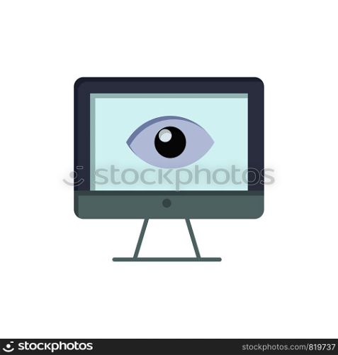 Monitor, Online, Privacy, Surveillance, Video, Watch Flat Color Icon. Vector icon banner Template