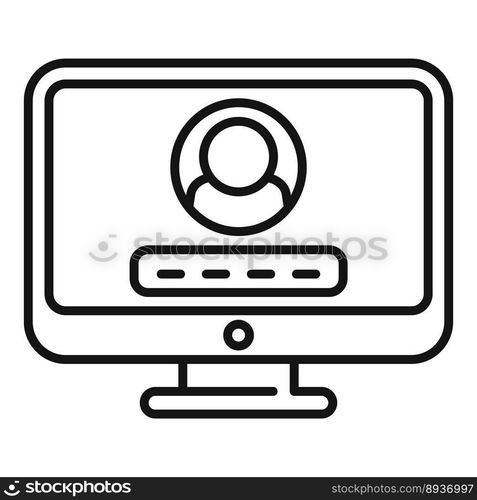 Monitor password icon outline vector. Mobile account. Render service. Monitor password icon outline vector. Mobile account