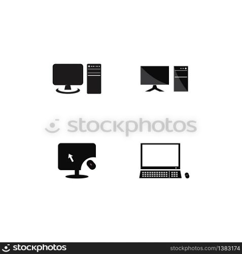 Monitor pc set computer icon vector flat design