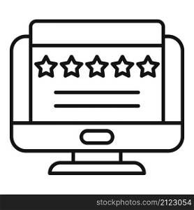Monitor review icon outline vector. Online product. Customer star. Monitor review icon outline vector. Online product