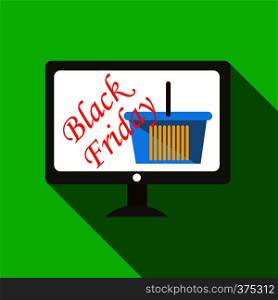 Monitor sale black friday icon. Flat illustration of monitor sale black friday vector icon for web. Monitor sale black friday icon, flat style