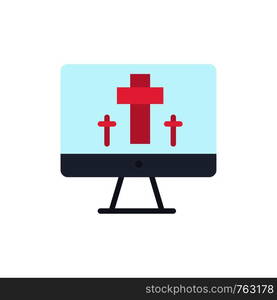 Monitor, Screen, Easter, Egg Flat Color Icon. Vector icon banner Template