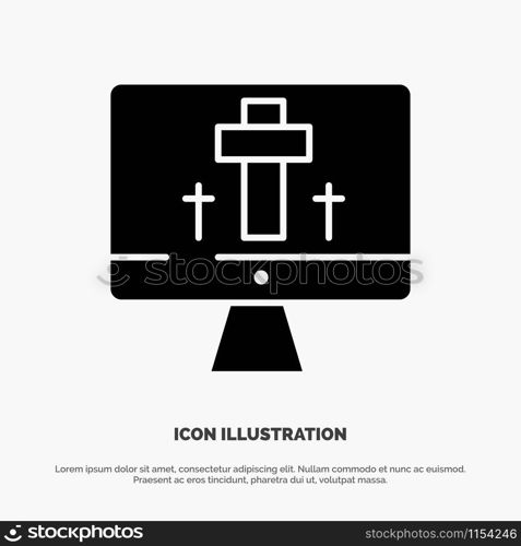 Monitor, Screen, Easter, Egg solid Glyph Icon vector