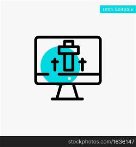 Monitor, Screen, Easter, Egg turquoise highlight circle point Vector icon