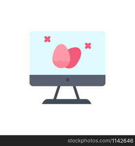 Monitor, Screen, Egg, Easter Flat Color Icon. Vector icon banner Template