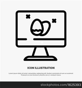 Monitor, Screen, Egg, Easter Line Icon Vector